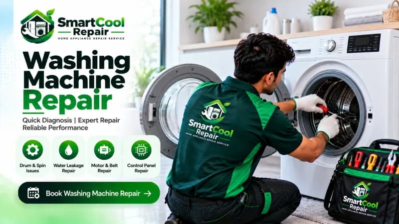 Front-load washing machine in laundry room