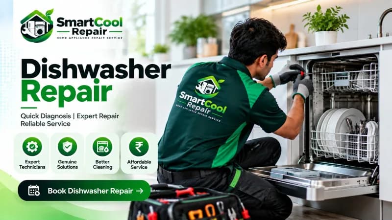 Open dishwasher with clean dishes